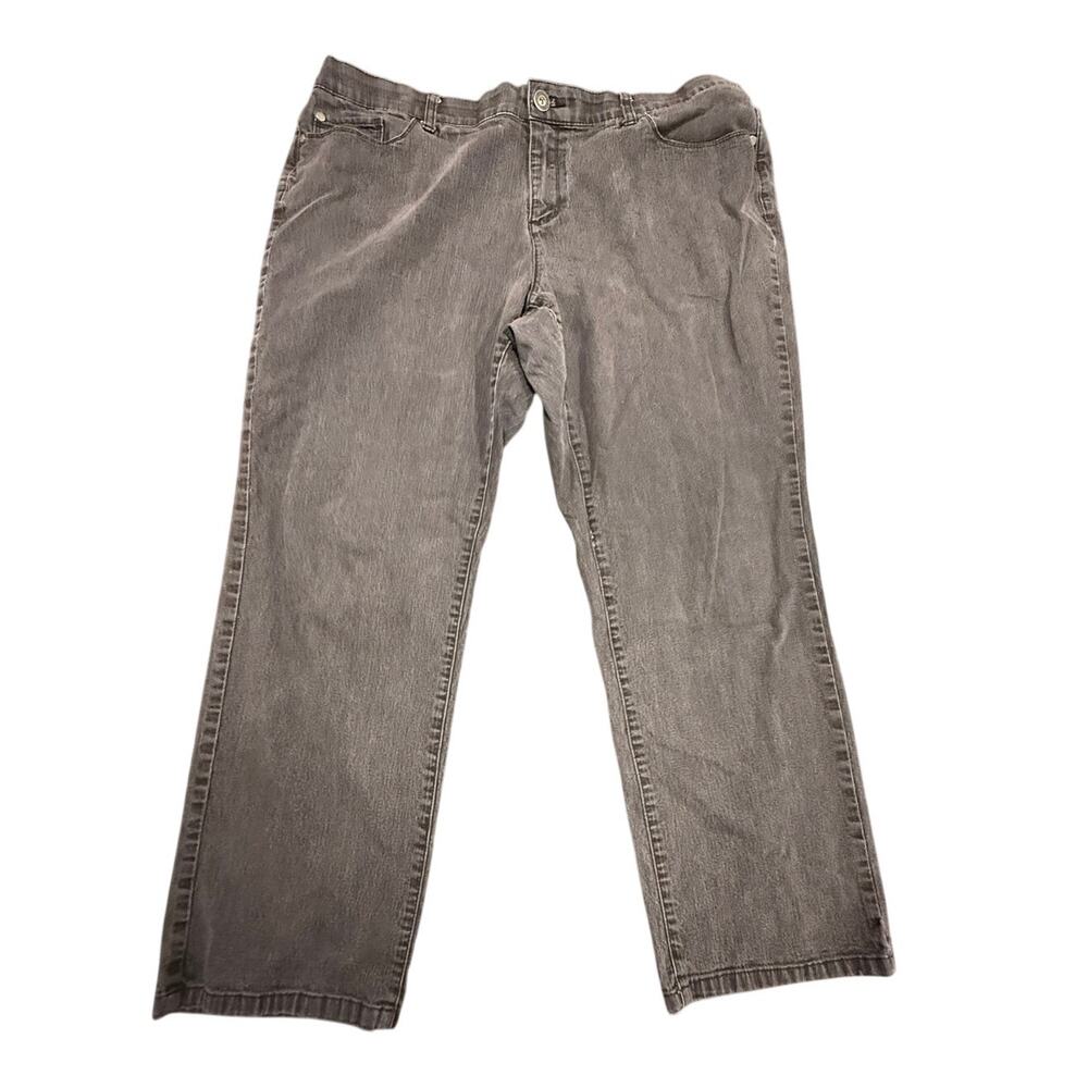 C.J. Banks Women's Gray Denim Straight Leg Elastic Waist Jeans Size 18W Petite